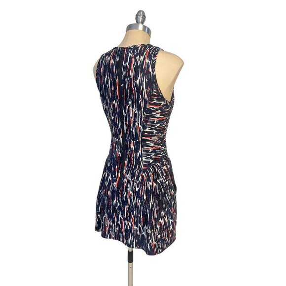 Milly Womens Abstract Print Sleeveless Dress W/ Pockets Size 6 Linen Silk - Picture 3 of 5